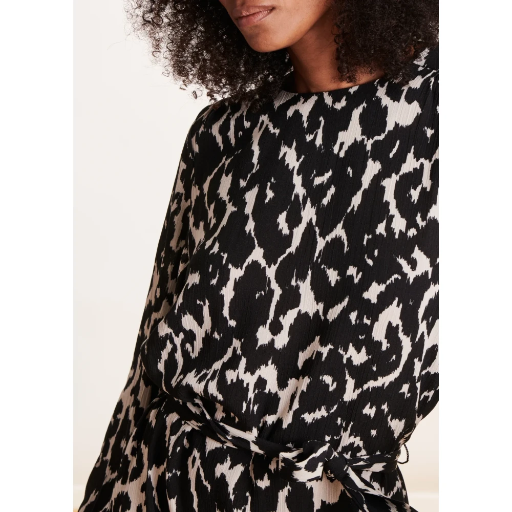 La Fée Maraboutée Luipaardprint Korte Jurk Losse Pasvorm Black Dames