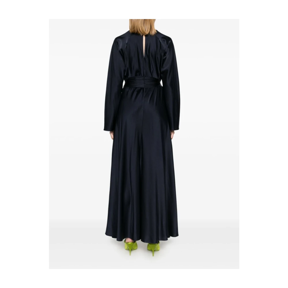 Forte Blauwe Zijden Satijnen Jurk Sleutelgat Detail Blue Dames