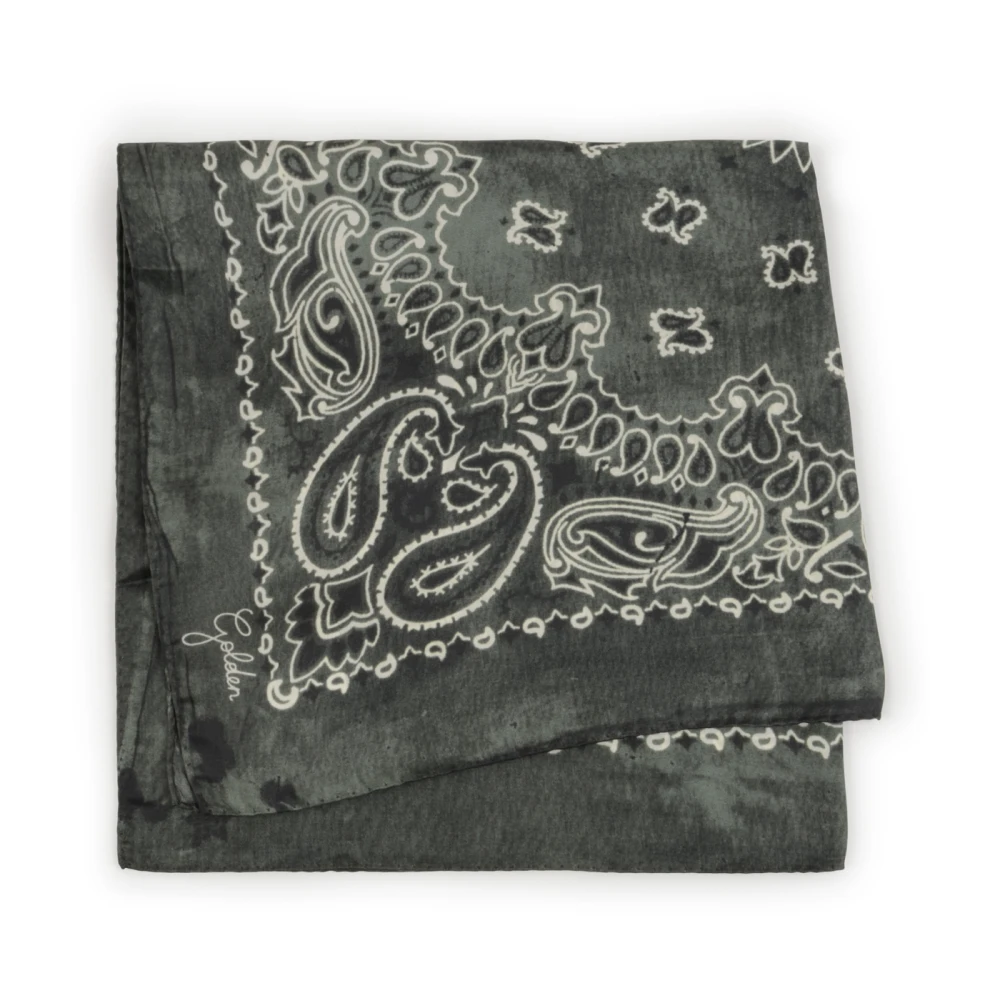 Golden Goose Men's Green Paisley Print Silk Scarf - Silk Scarves - One Size- Accessories