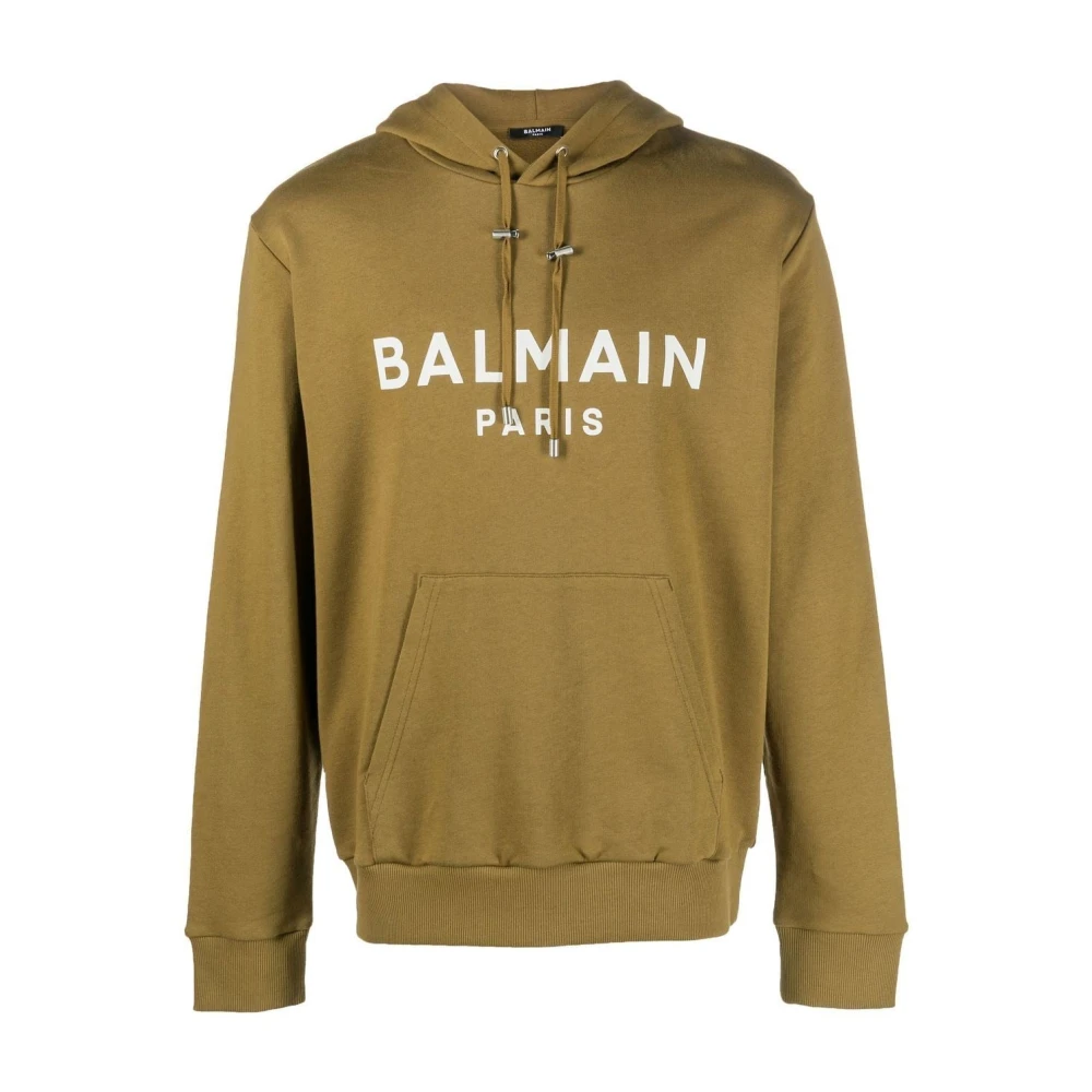 Balmain Green Printed Hoodie Casual Jumper - Male - Hoodies - L - Sweatshirts & Hoodies