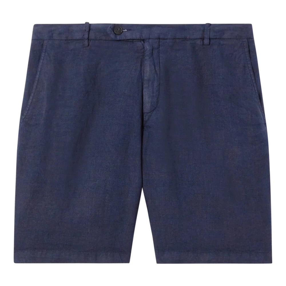 Mc2 Saint Barth Blue Sebastian Linen Herringbone Shorts - Male - Casual Shorts - M - Shorts
