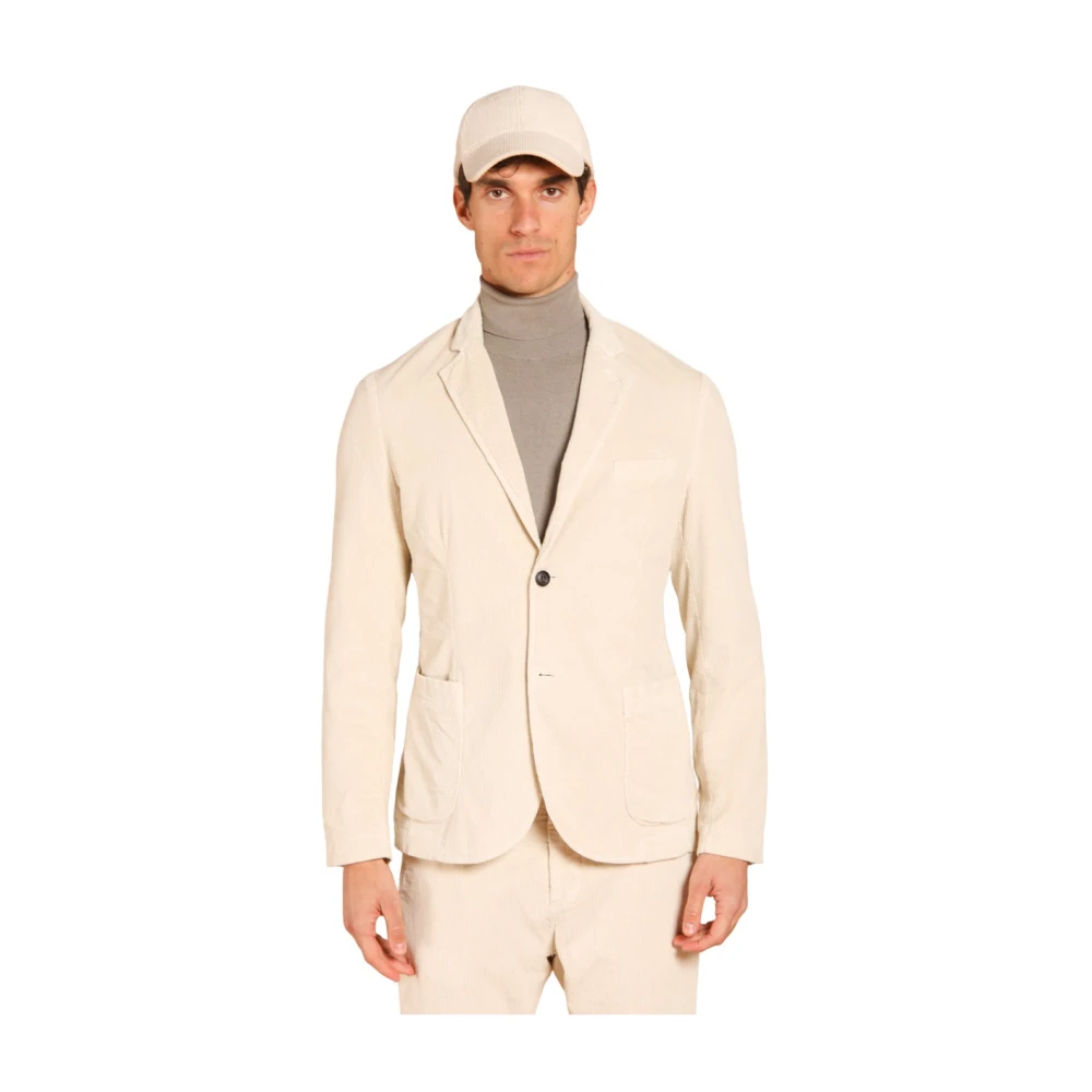 Mason's Velvet Gestreepte Heren Blazer Regular Fit Beige Heren