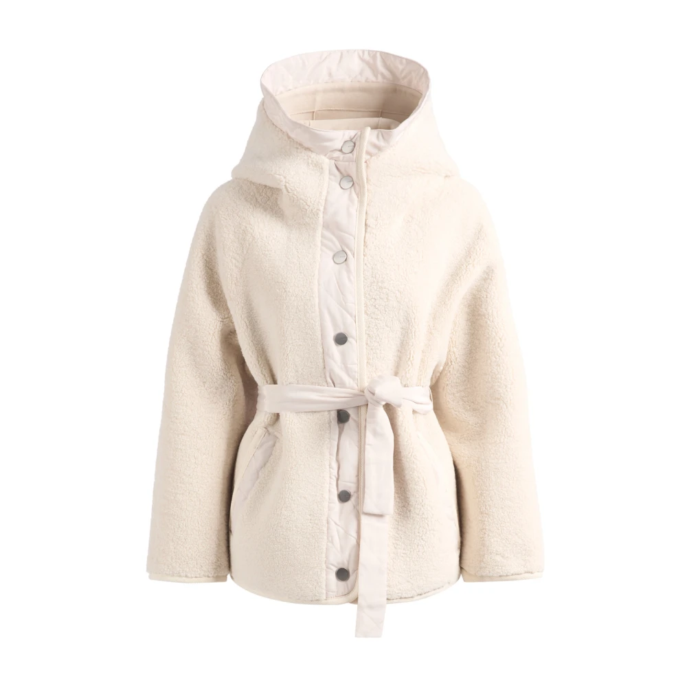 Pinko Women's Ivory Short Teddy Coat Capperi Model