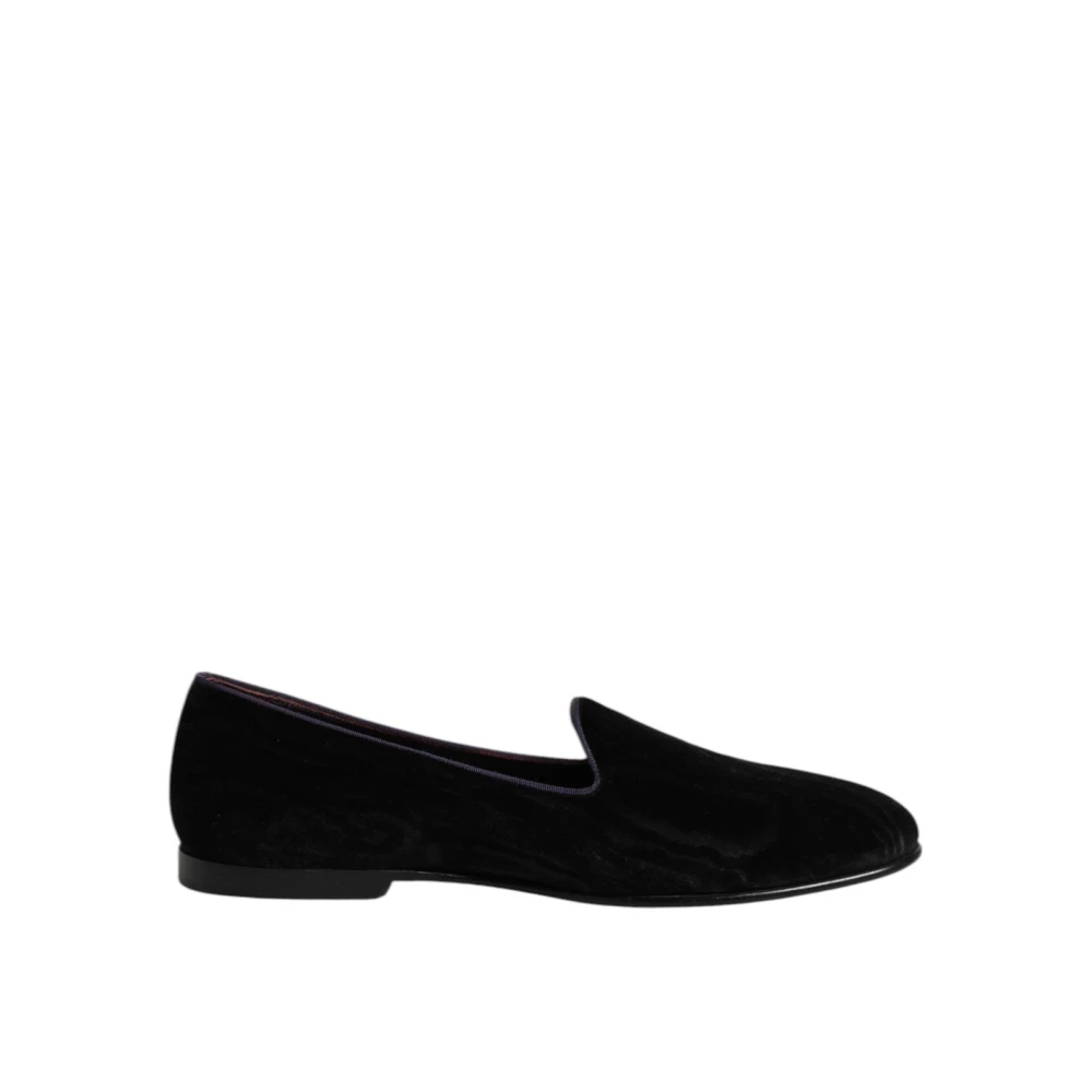 Dolce & Gabbana Men's Black Embroidered Leather Loafers