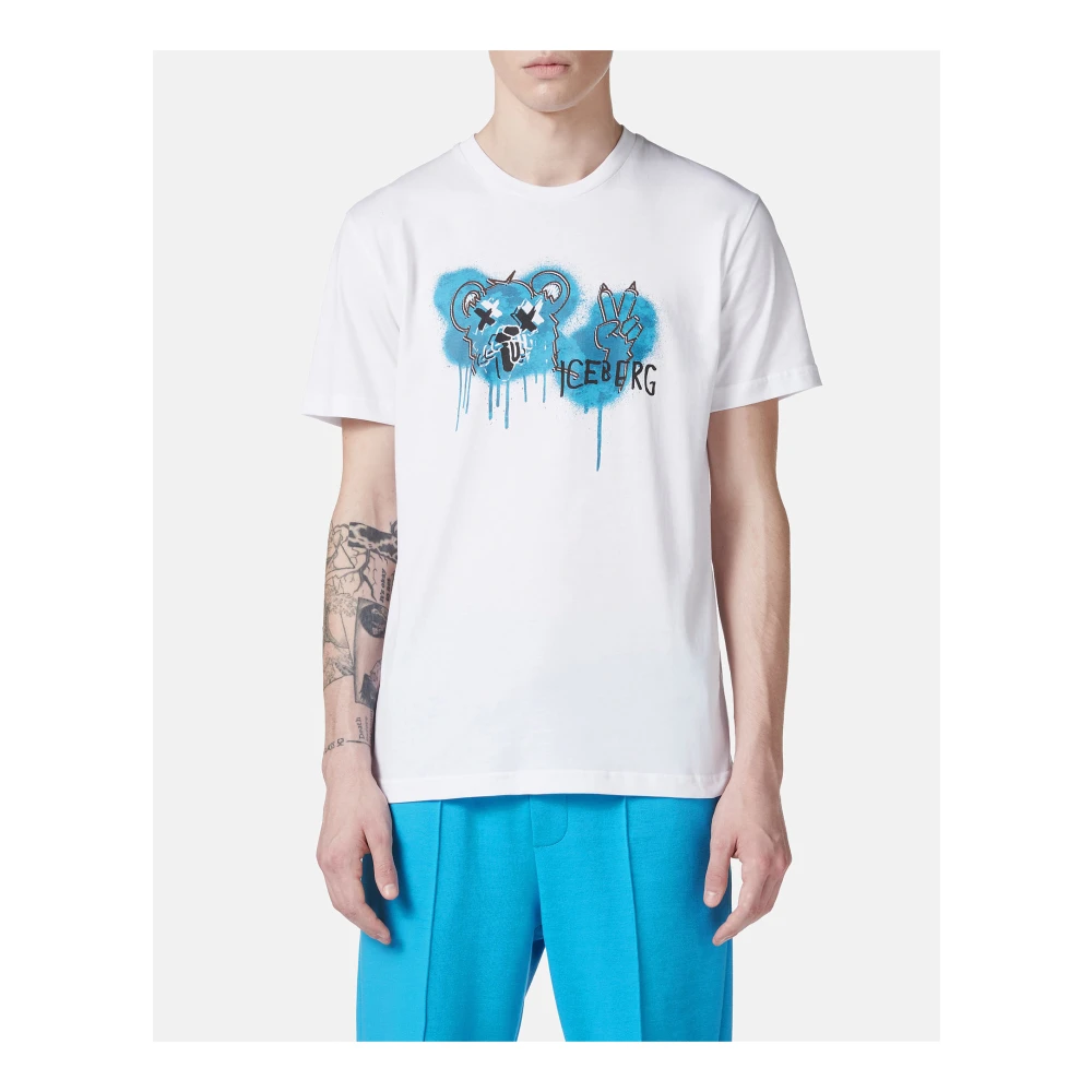 Iceberg Klassiek wit regular fit wit katoenen jersey t-shirt White Heren