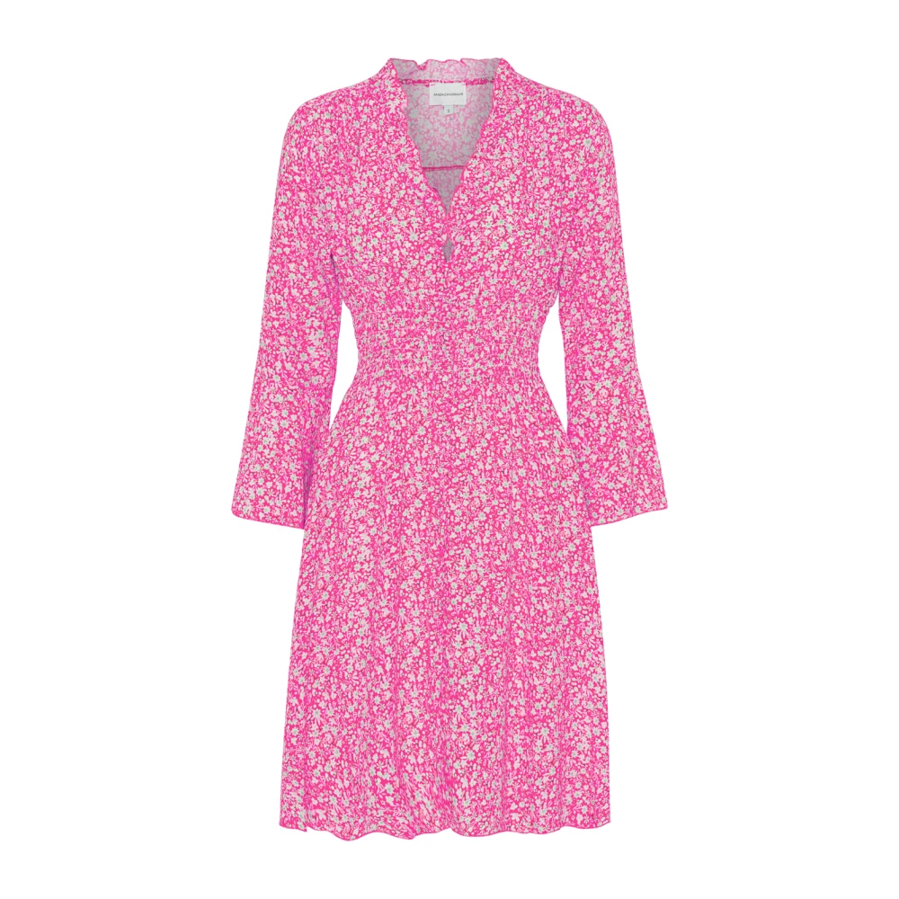 American Dreams Roze Bloem Korte Jurk Smock Taille Pink Dames