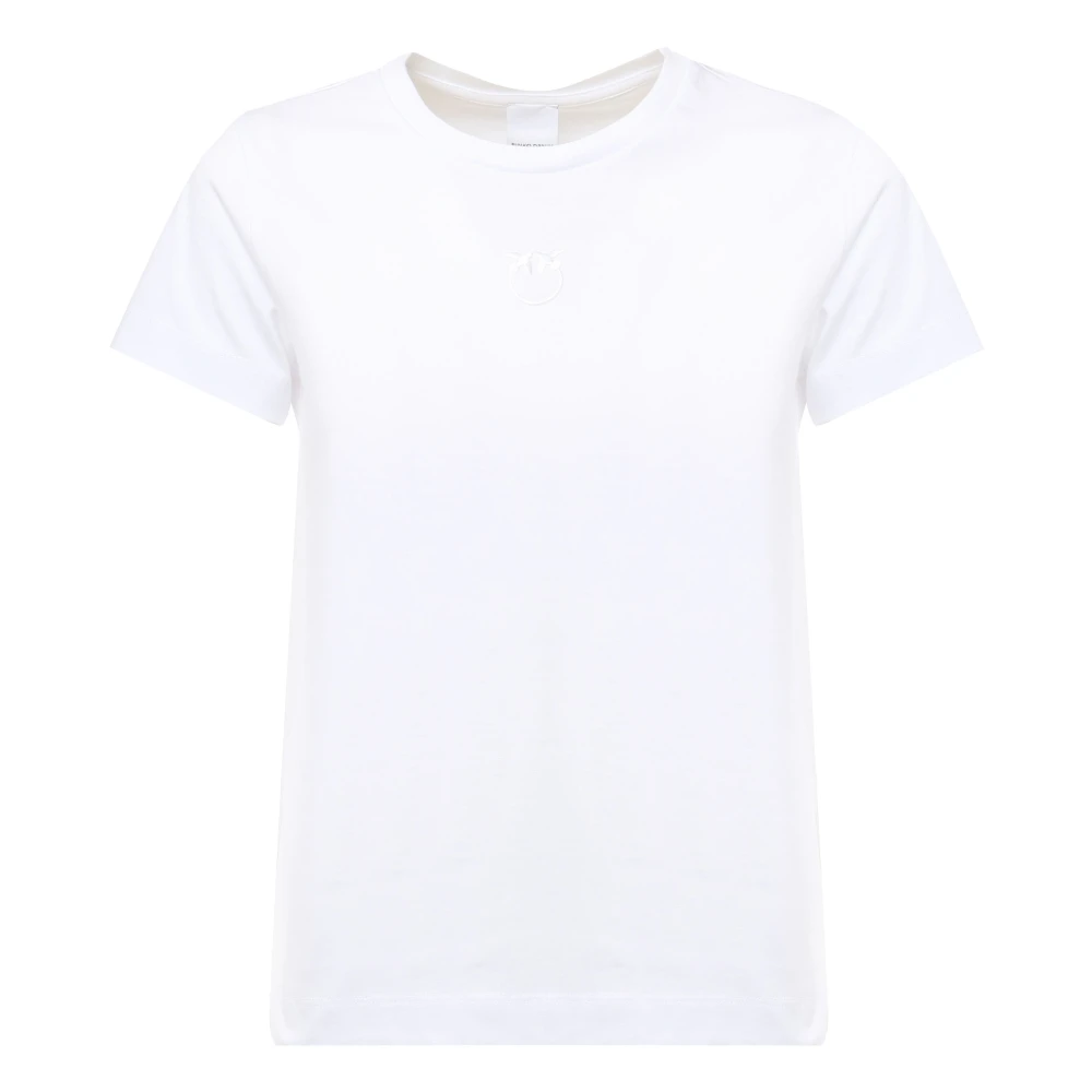 Pinko Witte Love Birds Geborduurd T-shirt White Dames