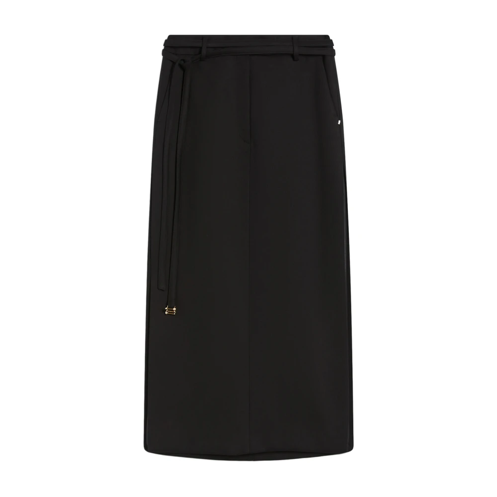 SPORTMAX Zwarte Rok met Dubbele Wikkelriem Black Dames