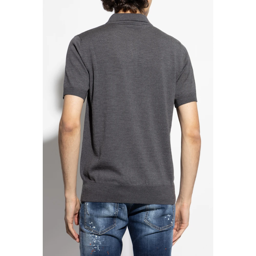 Dsquared2 Wollen polo met geborduurd logo Gray Heren