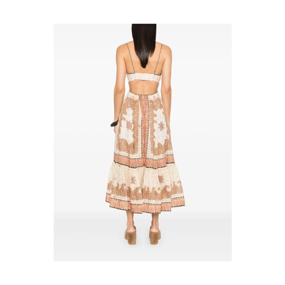 Zimmermann Beige V-Hals Jurk Mode Multicolor Dames