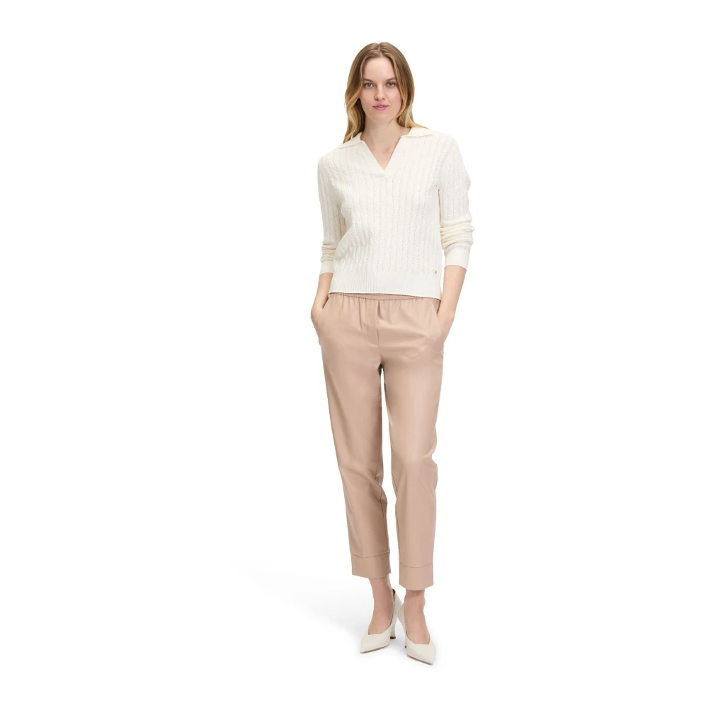 Betty & Co Gebreide trui met kraag White Dames