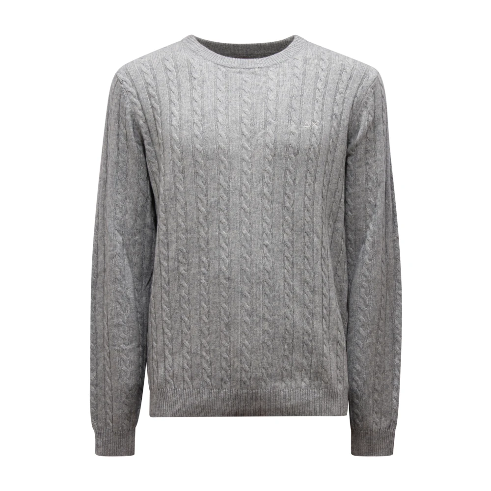 Sun68 Men's Gray Round-Neck Knitwear, Xl, K44155 Maglione Wool Blend Jumper