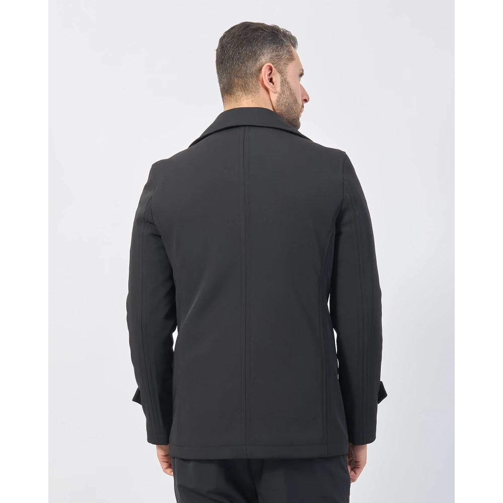 Mulish Zwarte dubbelrijige jas voor de winter Black Heren