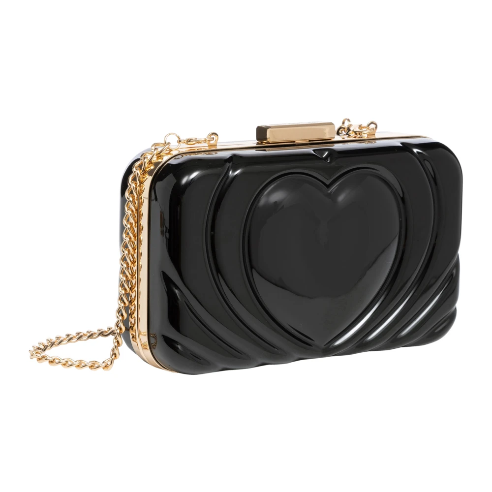 Love Moschino Hart Clutch met Afneembare Band Black Dames