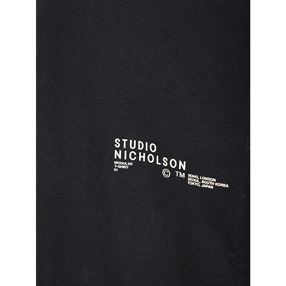 Studio Nicholson Zwart Logo Boxy Fit T-Shirt Black Heren
