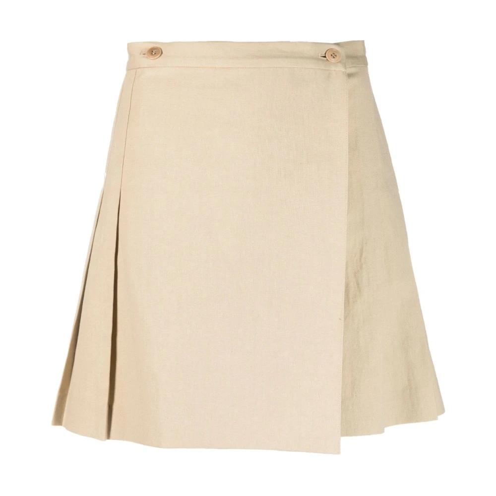 Kenzo Wijd Uitlopend Linnen Katoen Rok Beige Dames