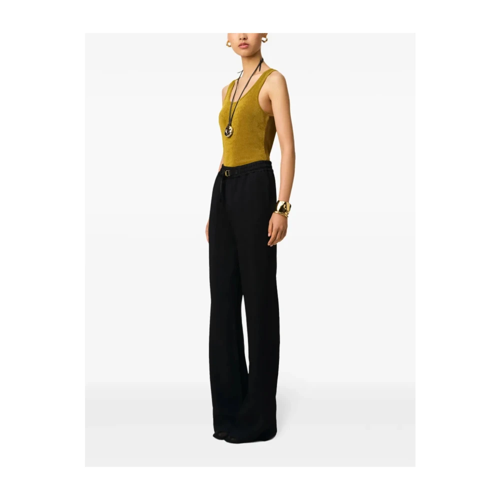 Ami Paris Wijde broek met hartmotief Black Dames