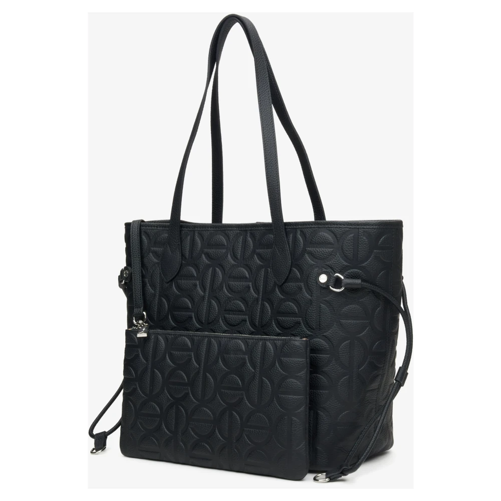 Estro Dames Zwarte Leren Shopper Tas Er00115045 Black Dames