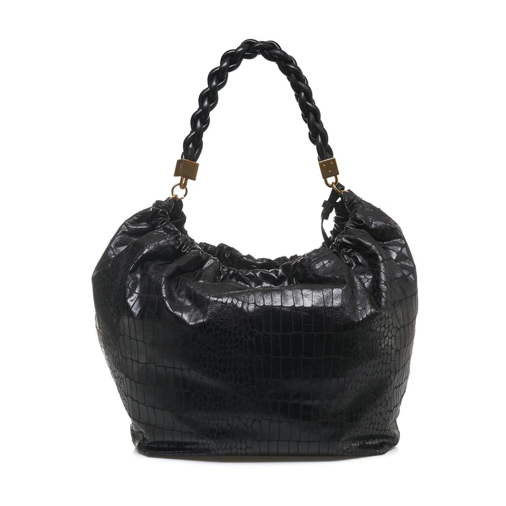 Liu Jo Krokodil Shopper Handtas met Logo Details Black Dames