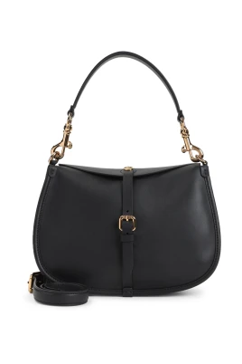 Svart Läderhandväska Elegant Stil