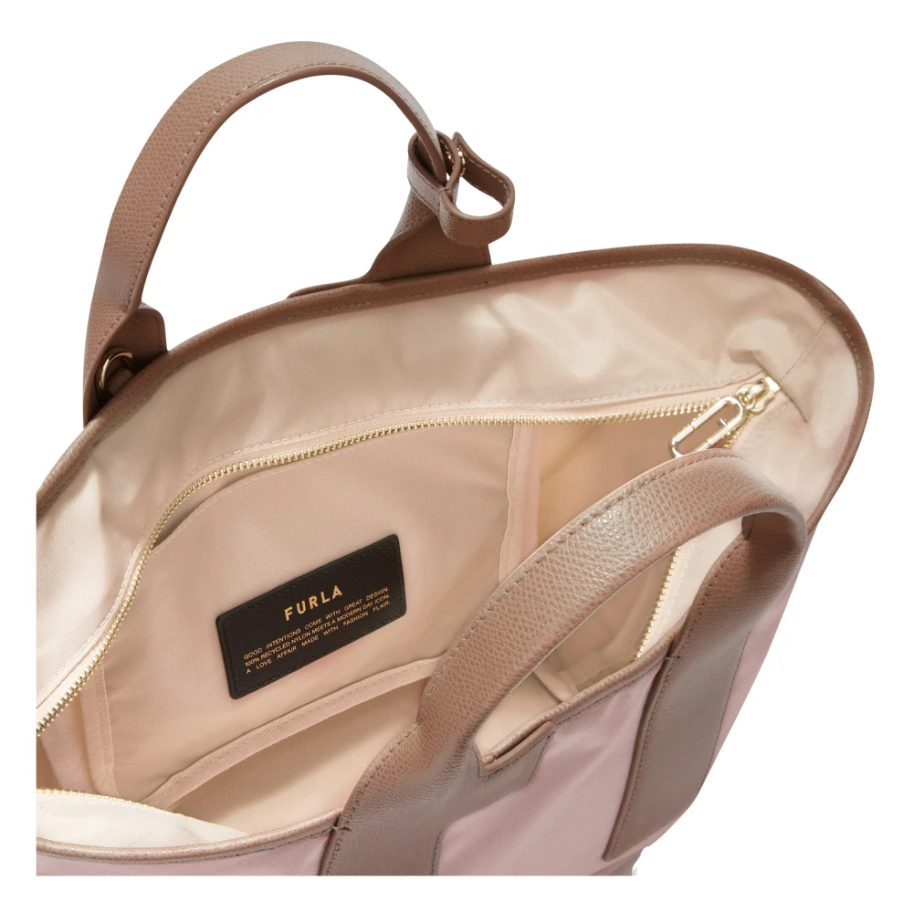 Furla Lichtgewicht Nylon Tote Tas Beige Dames
