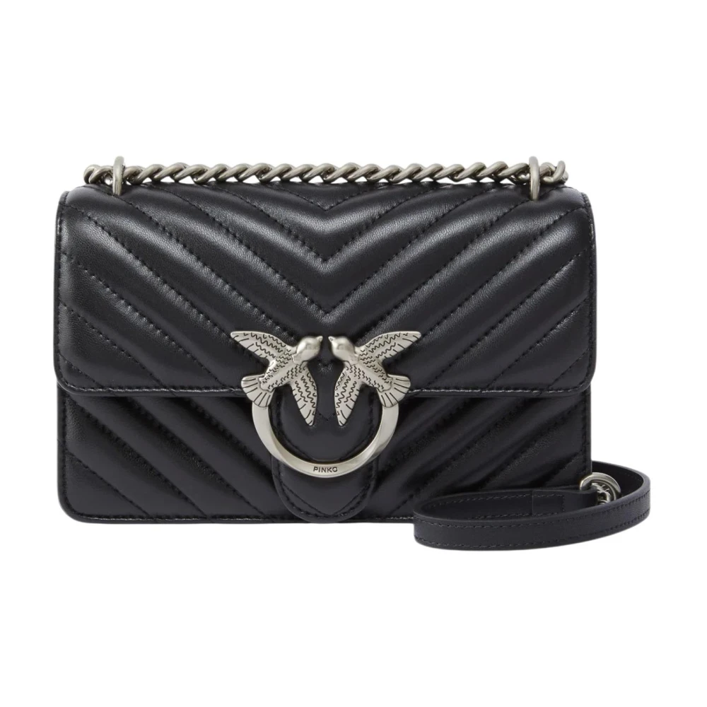 Pinko Donna Nero Borsa Piccola A Tracolla Love Bag One Chevron - Immagine 11