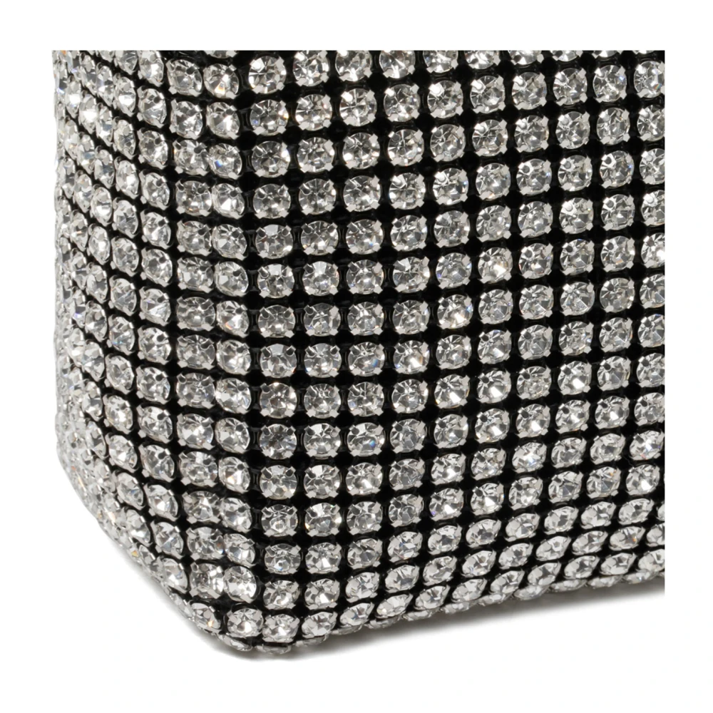 alexander wang Zwarte en zilveren kristallen medium Wangloc clutch tas Black Dames