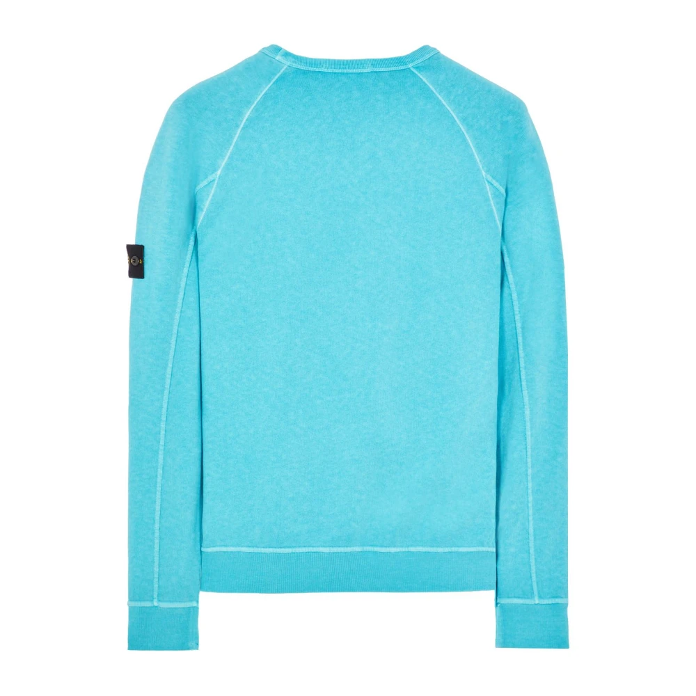 Stone Island Flamed Fleece Crewneck Sweatshirt met `Old` Behandeling Blue Heren