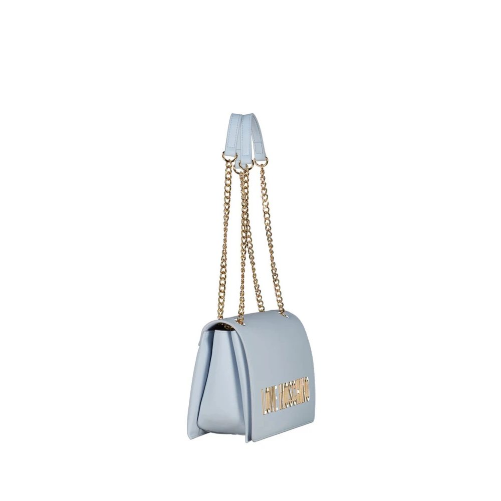 Moschino Blauwe Schoudertas met Gouden Details Blue Dames