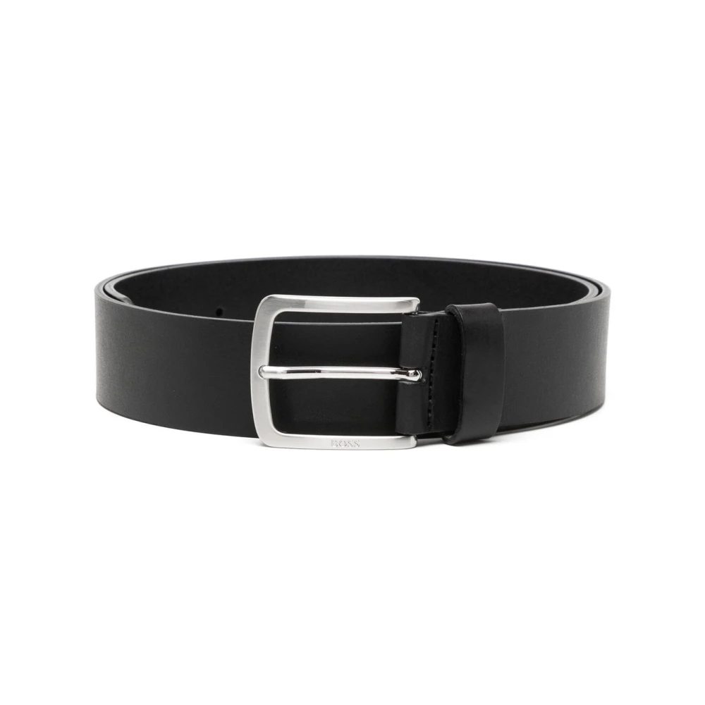 Hugo Men's Black Belts, 120 Cm, Stylish Leather Belt