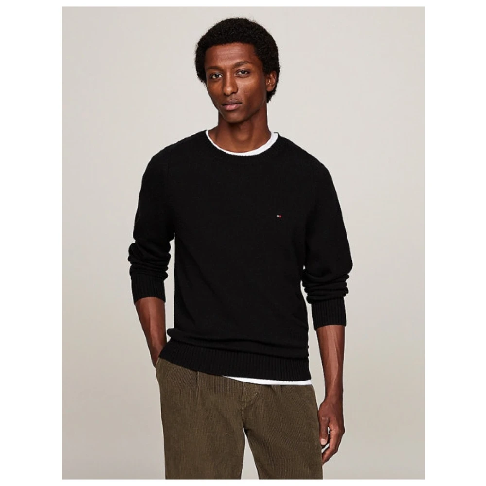 Tommy Hilfiger Ronde Hals Wollen Trui Black Heren