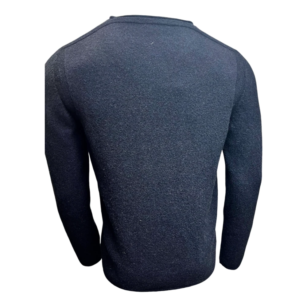 Roberto Collina Navy Merino Baby-Kamel Rollkante Sweater Blue Heren