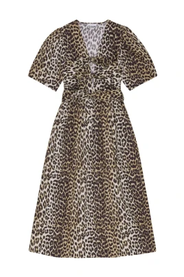 Leopardmönstrad Tie Strap Midi Klänning