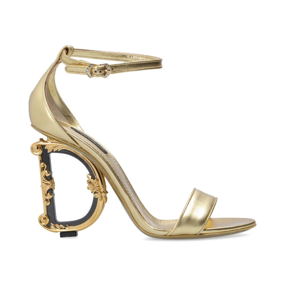 Dolce & Gabbana Women's Yellow Sandals With Distinctive Heel
