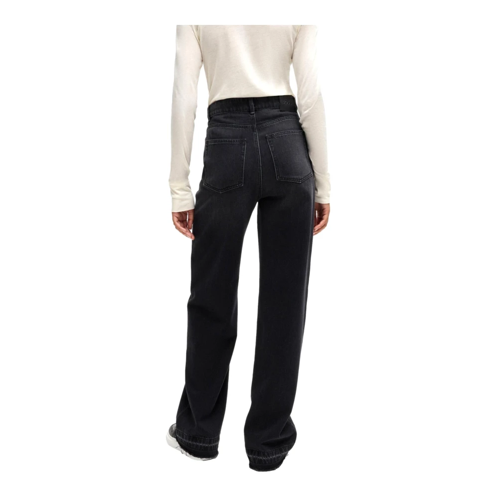 Hugo Boss Moderne Wide Leg Denim Jeans in Antraciet Black Dames