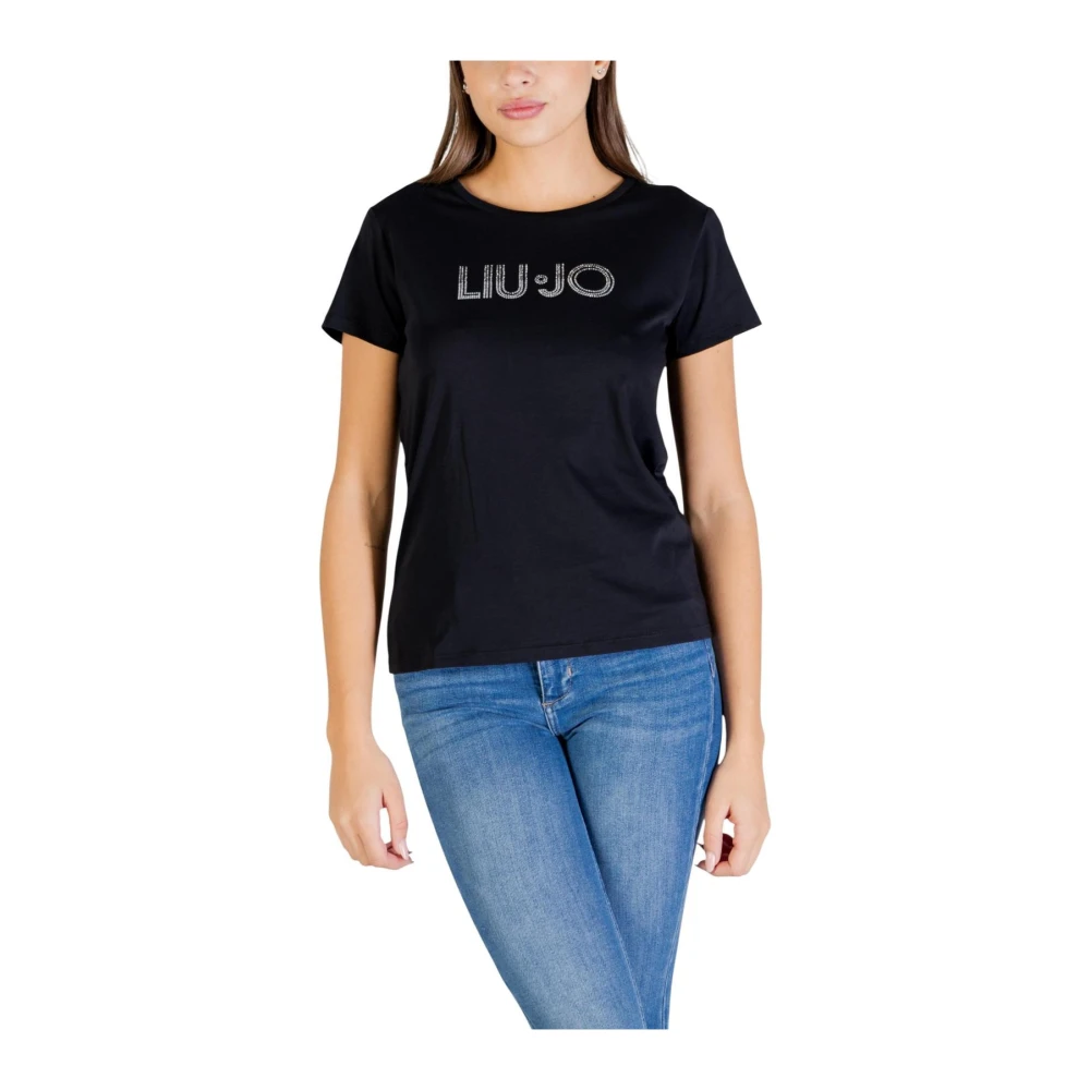 Liu Jo Women's Black Round Neck Short Sleeve Cotton T-Shirt