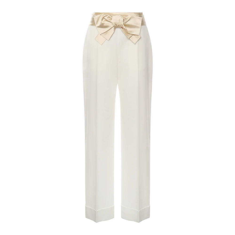 Valentino Garavani White Wide Trousers, Female, M, Wide Trousers
