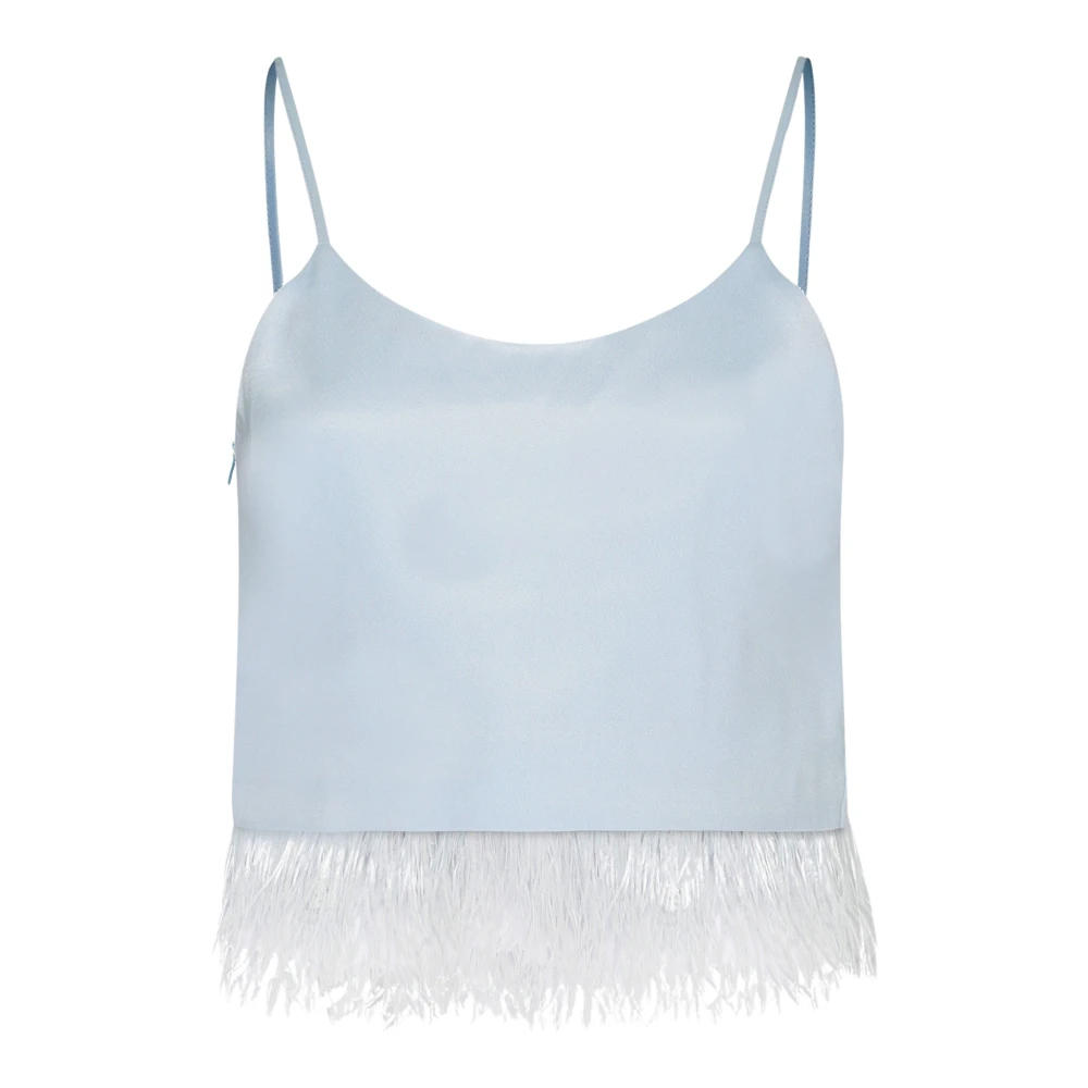 Twinset Blauwe Crop Top met Veren Blue Dames