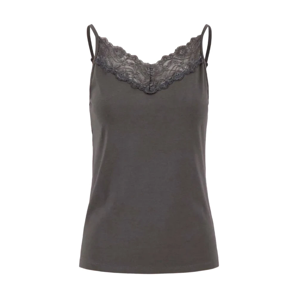 Zusss Mouwloze Kant Spaghetti Top Gray Dames
