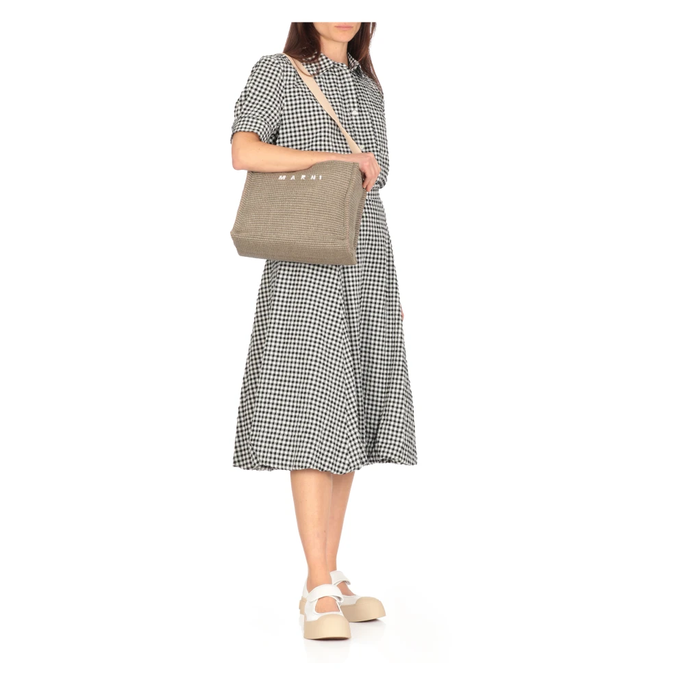 Marni Groene Katoenen Handtas met Handvatten en Riem Green Dames