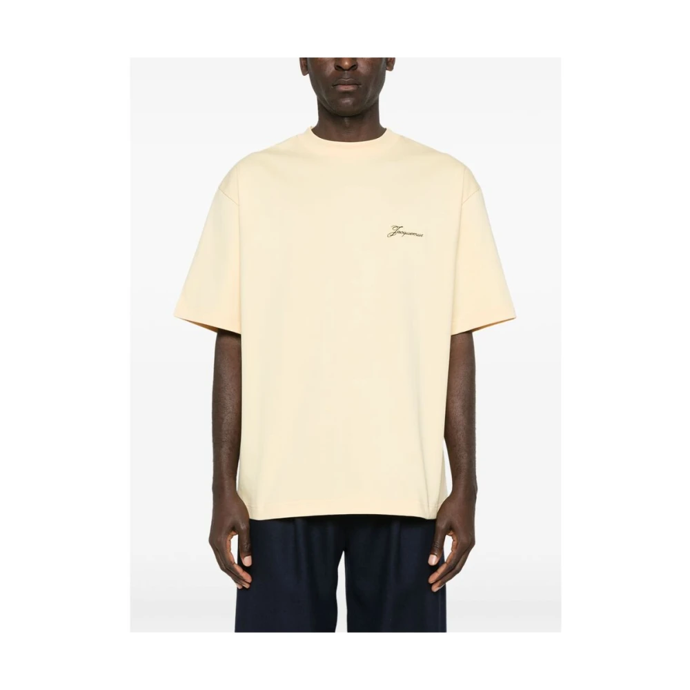 Jacquemus Geborduurd Logo Crew Neck T-shirt Yellow Heren