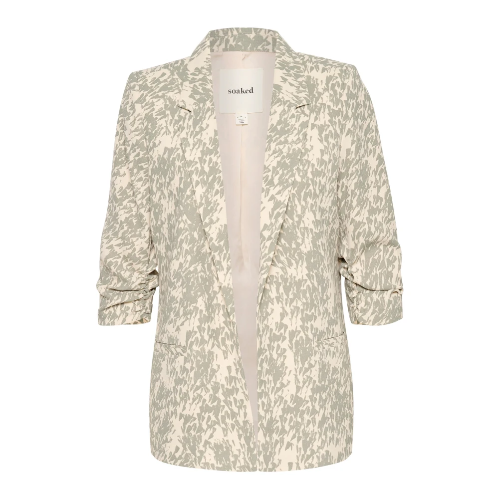 Soaked in Luxury Gedrukte Shadow Drop Blazer Jas Beige Dames