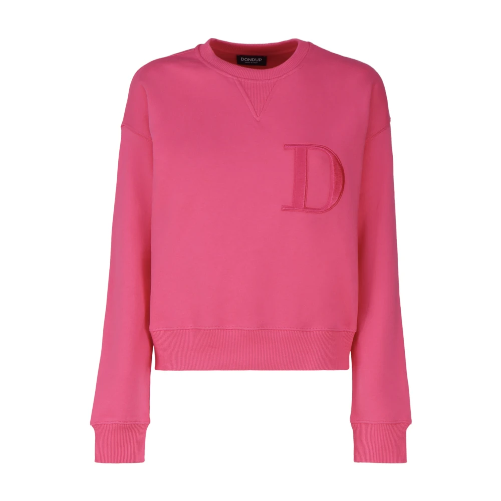 Dondup Roze Katoenen Sweater met D Patch Pink Dames