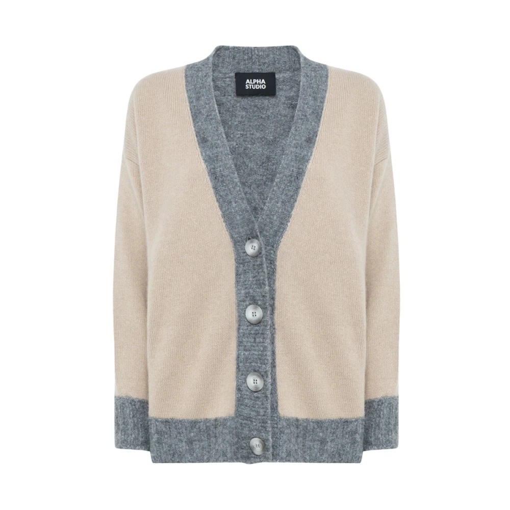 Alpha Studio Contrast Bicolor Vest Beige Dames