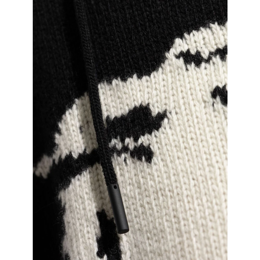 Burberry Zwarte Gebreide Trui met Koordcapuchon Black Heren
