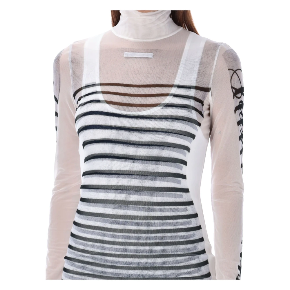 Jean Paul Gaultier Stijlvolle Mini Jurk Wit Marine Zwart Multicolor Dames