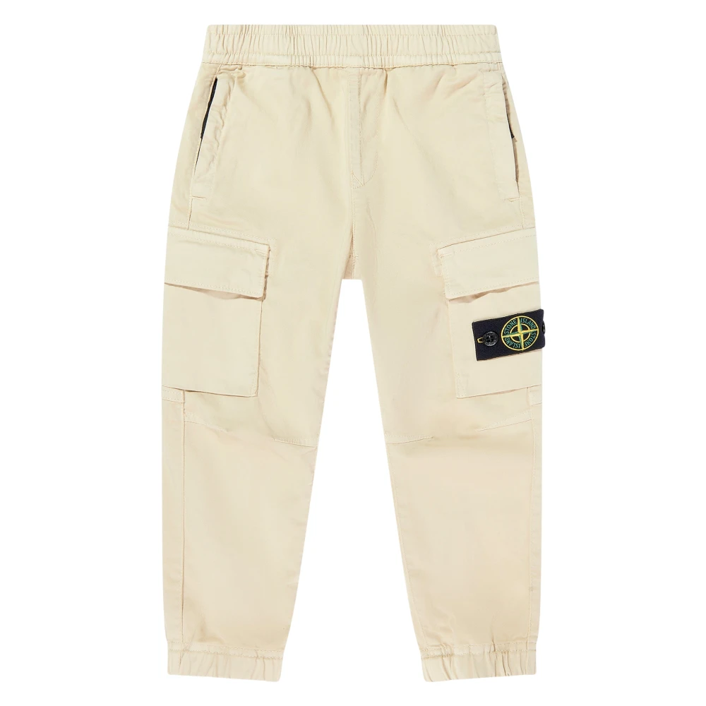 Stone Island Boys Beige Trousers, 2 Y, Regular Tapered Cargo Trousers