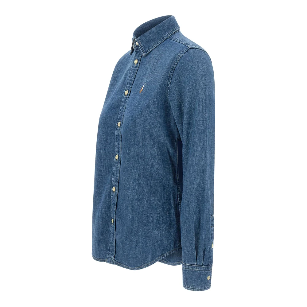 Polo Ralph Lauren Denim overhemd met iconisch logoborduursel Blue Dames