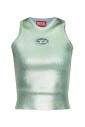 green-sleeveless-top-with-metal-logo