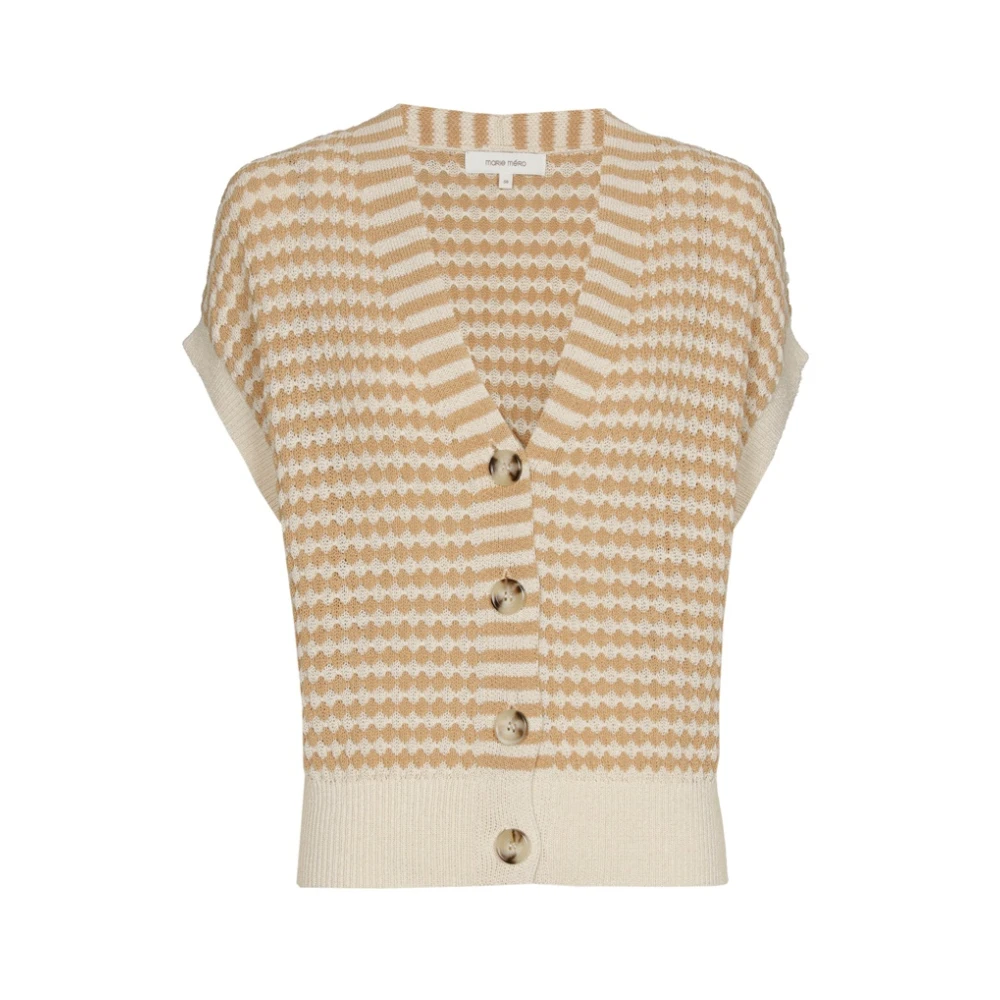 Marie Méro Gebreide Vest met Contrasterende Kraag Brown Dames